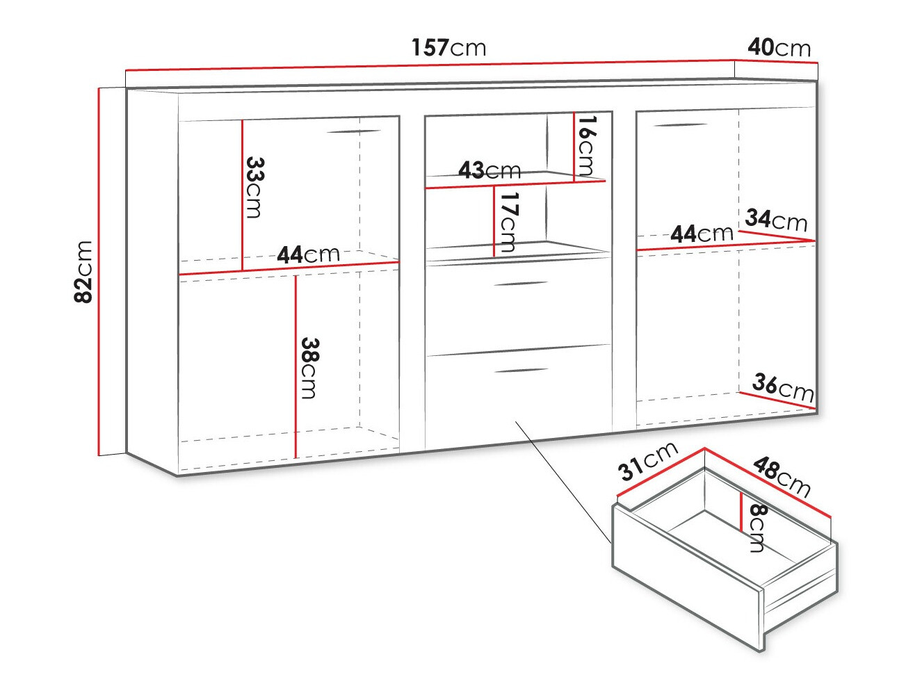 Kомод Tucson 104 (Белый + Бетон)