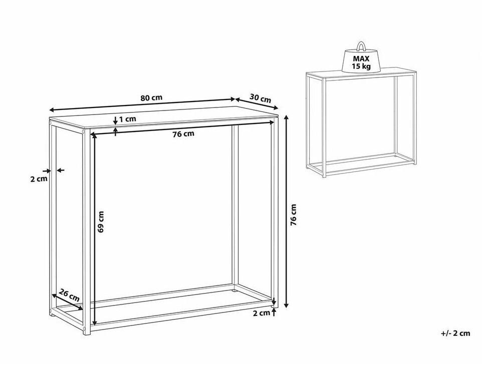 Консоль Berwyn 650 (Чёрный + Белый мрамор)