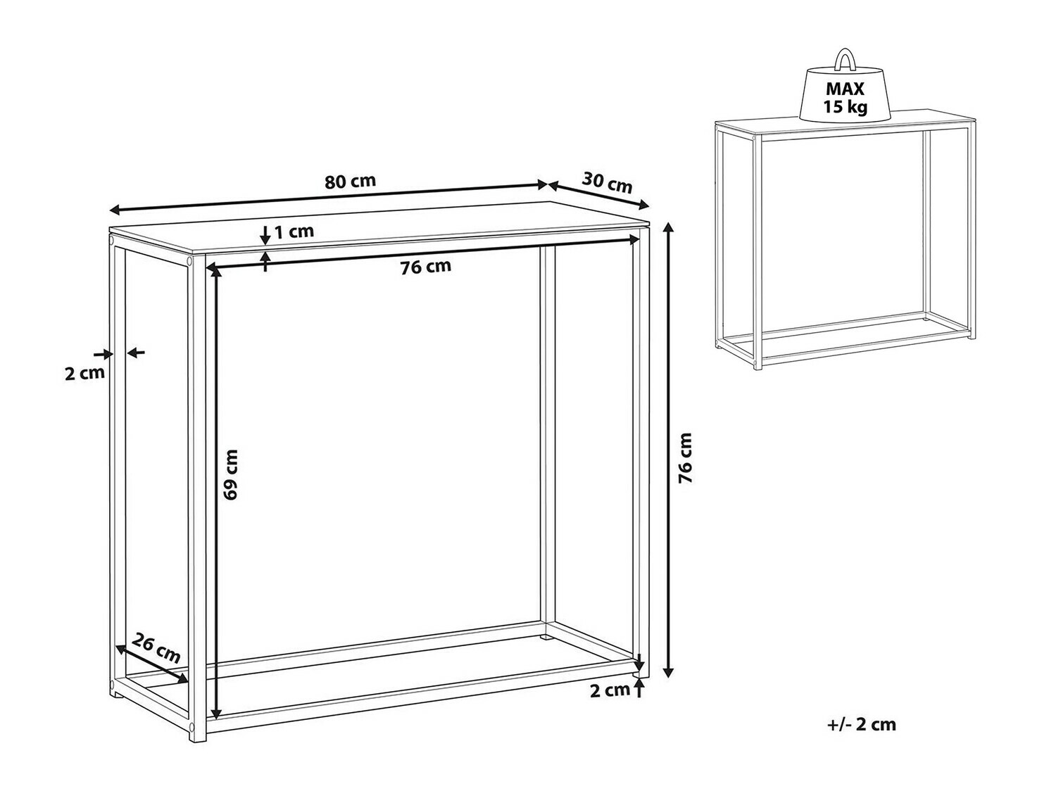 Konsole Berwyn 650 (Melns + Tumšs koks)