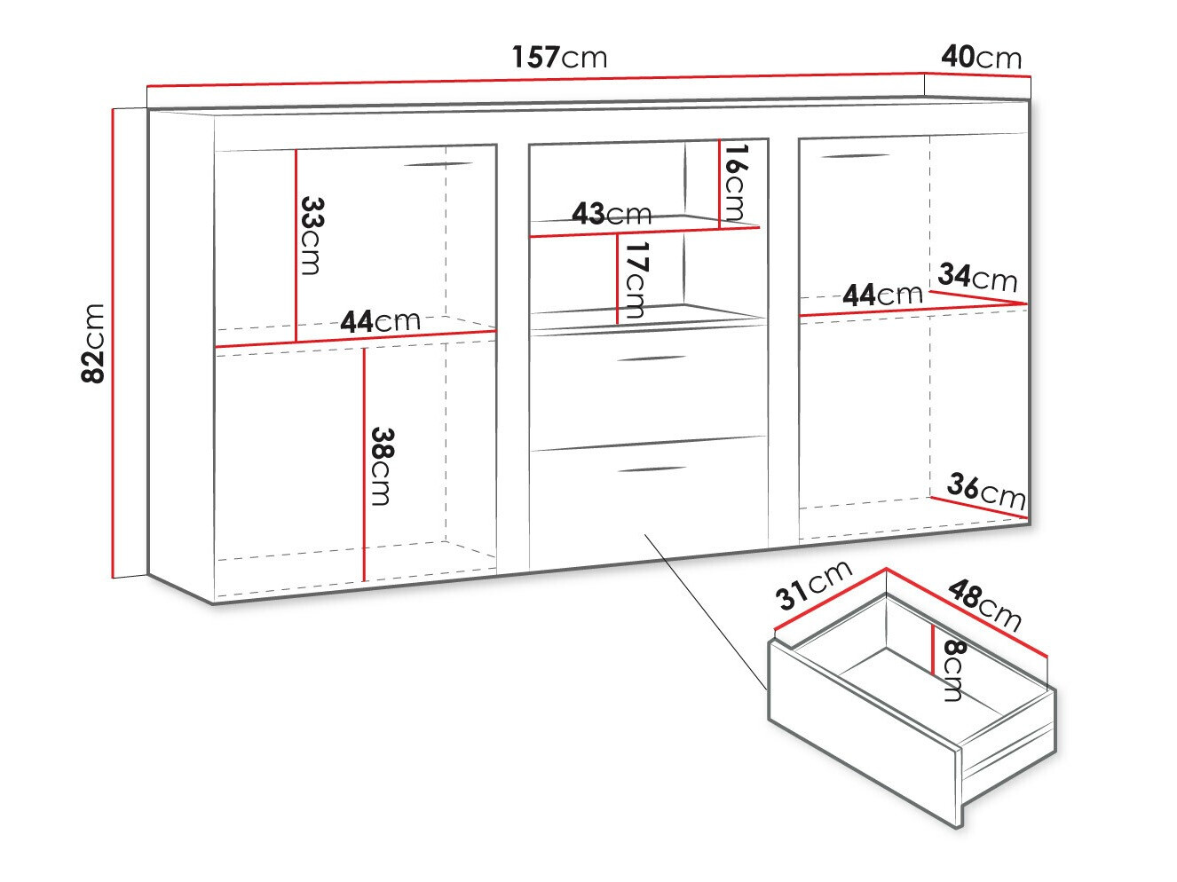 Kumode Tucson 104 (Lefkas ozols + Grafīts)