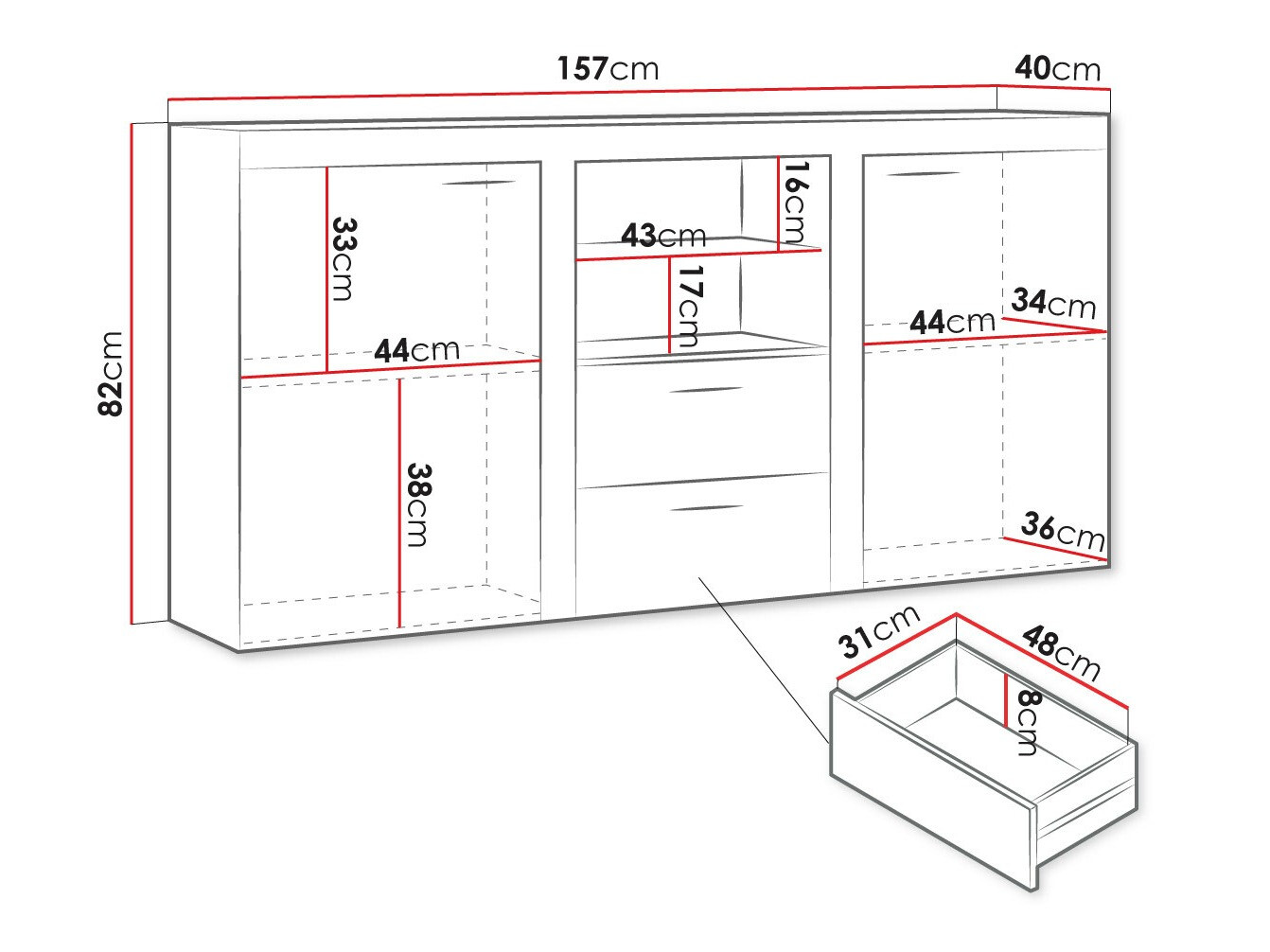 Kumode Tucson 104 (Lefkas ozols + Grafīts)