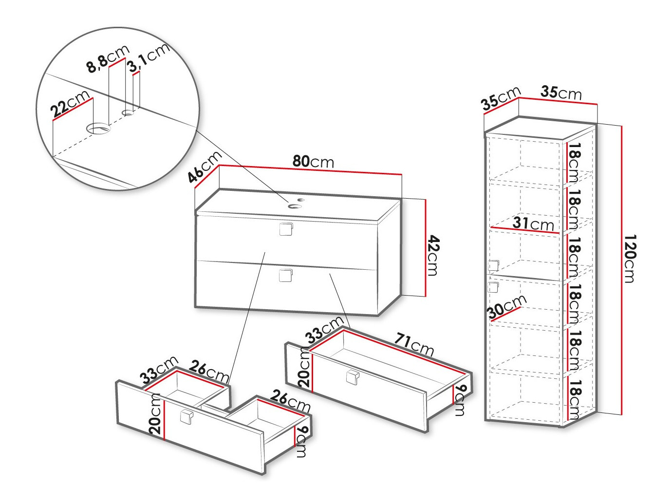 Набор для ванной комнаты Orlvera 103 (Серый)
