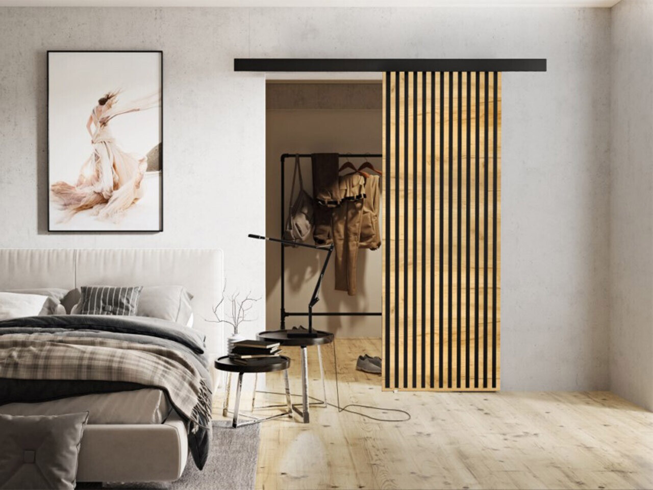 Раздвижные двери Dover 201 (Ремесло золотой дуб + Чёрный)