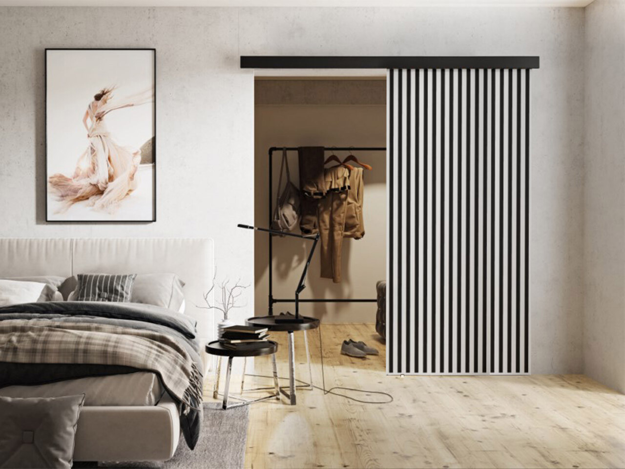 Раздвижные двери Dover 203 (Белый + Чёрный)