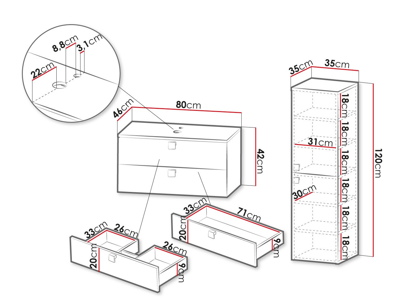 Vannas komplekts Orlvera 103 (Balts)