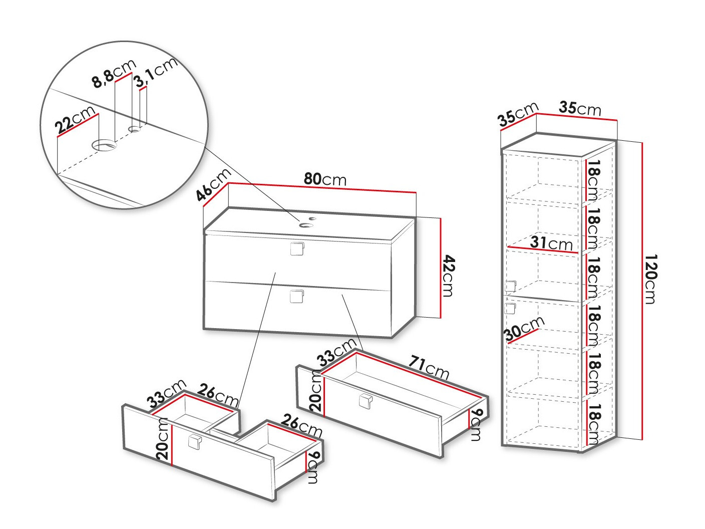 Vannas komplekts Orlvera 103 (Balts)