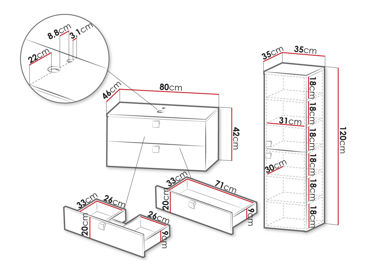 Vannas komplekts Orlvera 103 (Pelēks)