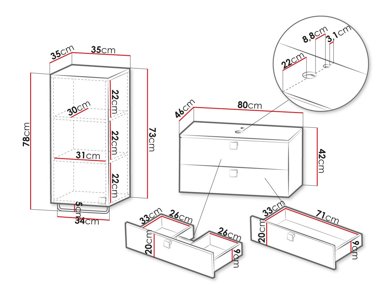 Vannas komplekts Orlvera 104 (Balts)