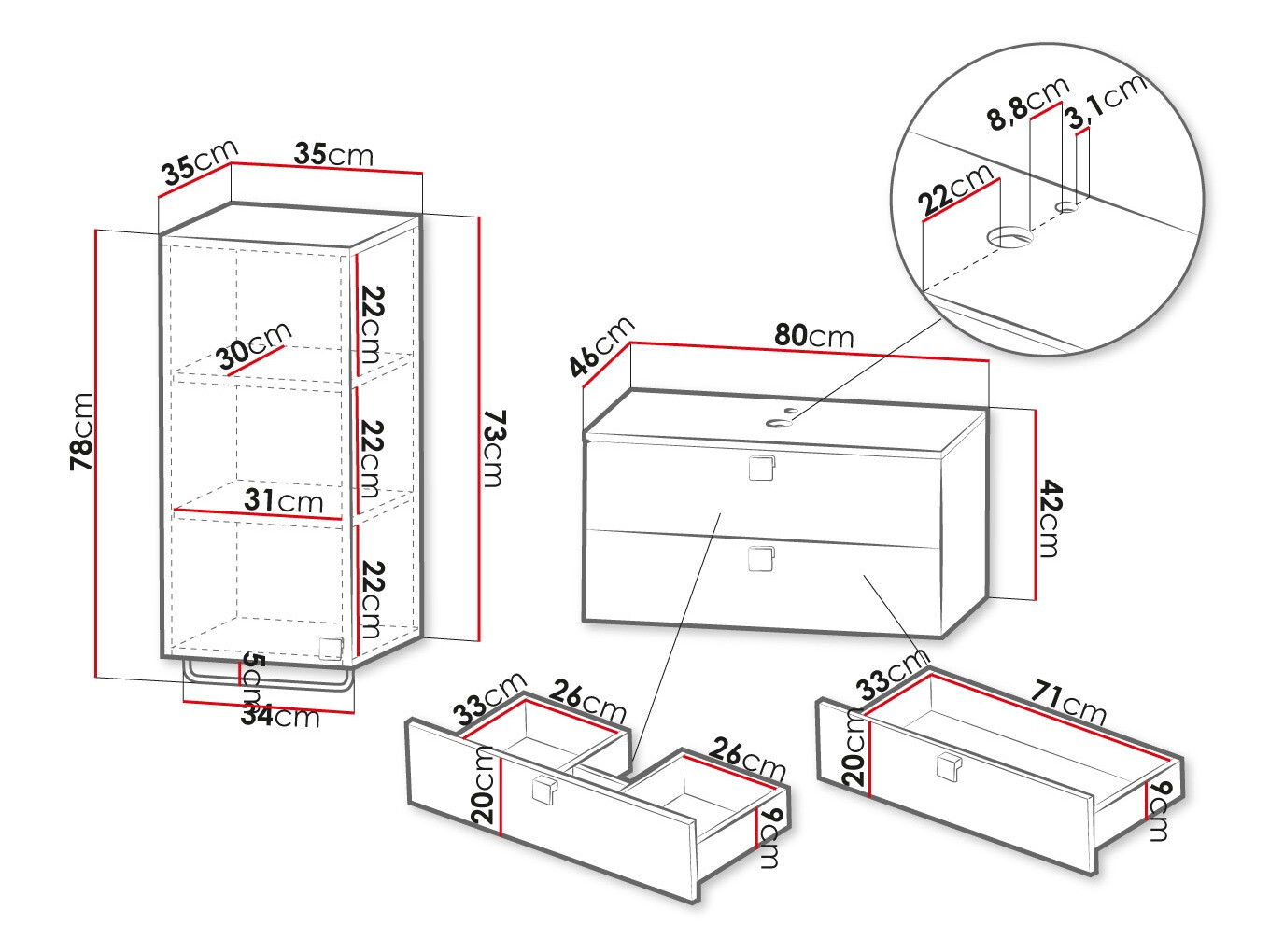 Vannas komplekts Orlvera 104 (Pelēks)