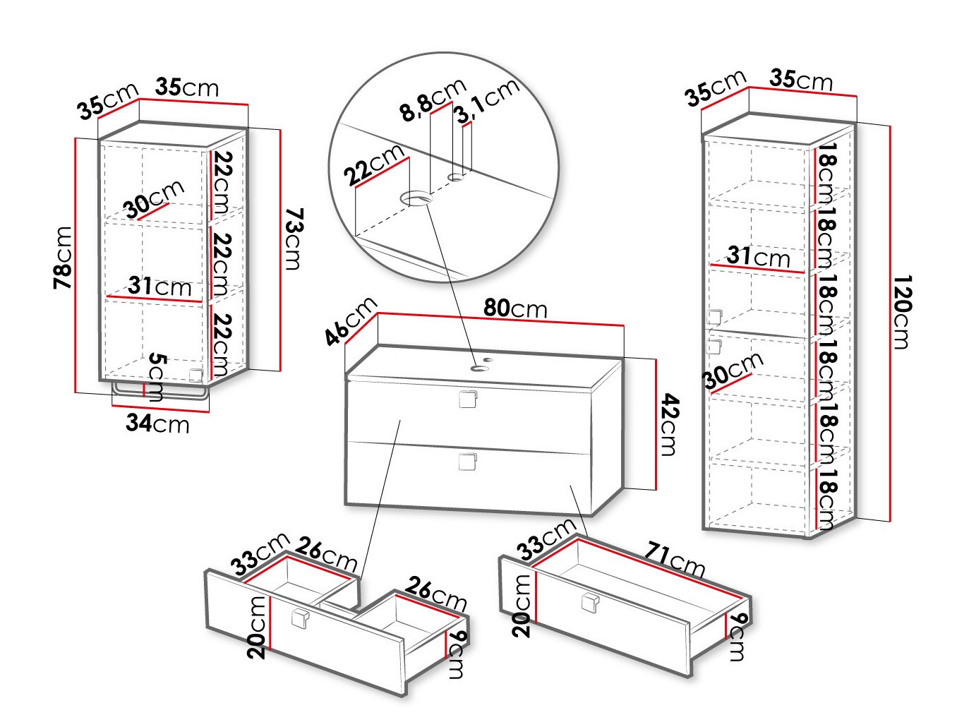 Vannas komplekts Orlvera 105 (Pelēks)