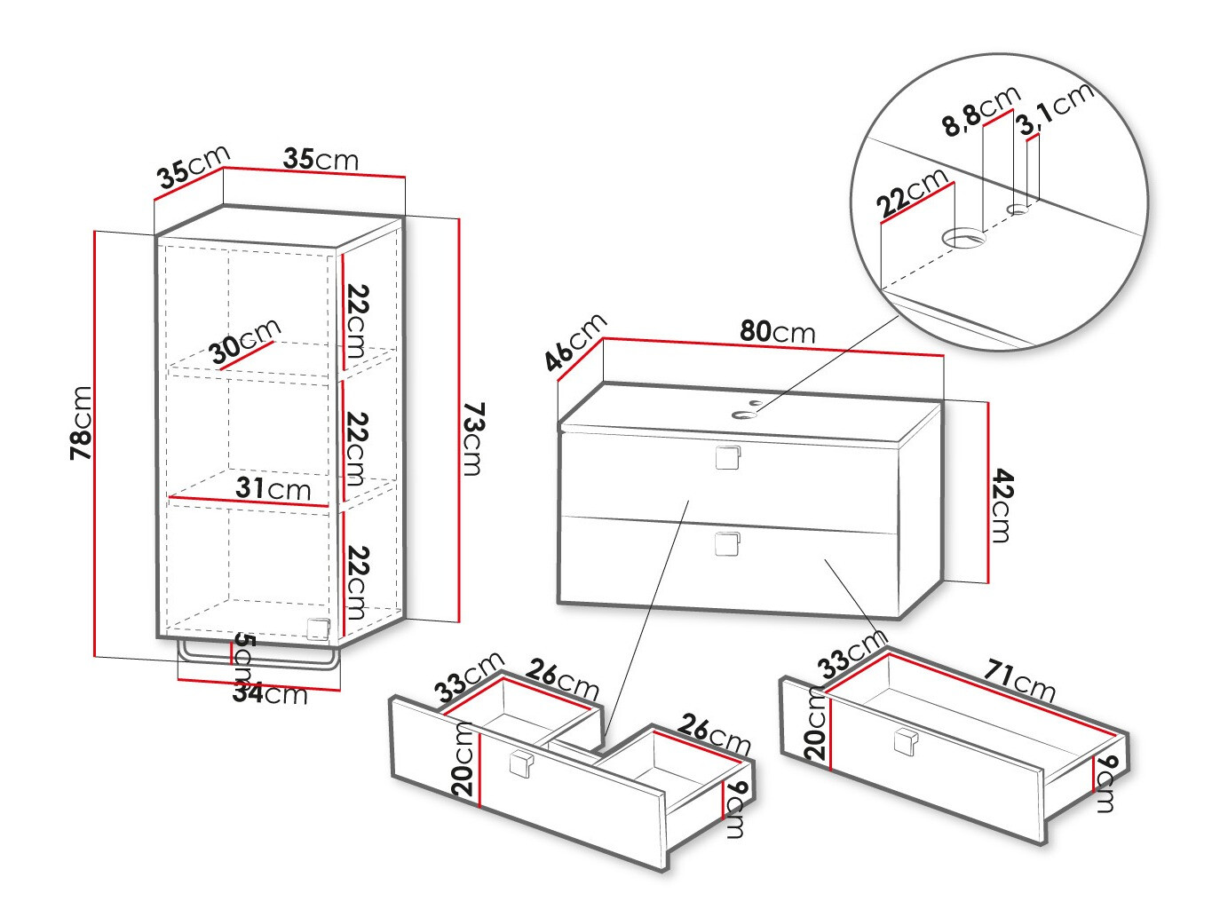 Vannas komplekts Panium I (Balts)