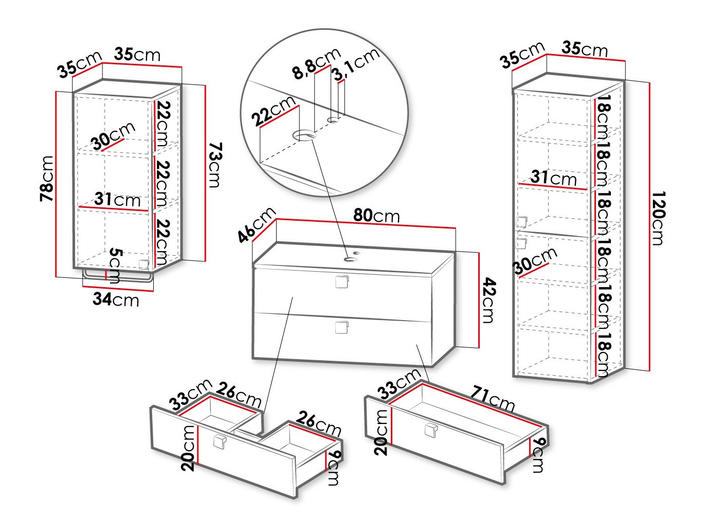 Vannas komplekts Panium II (Balts)