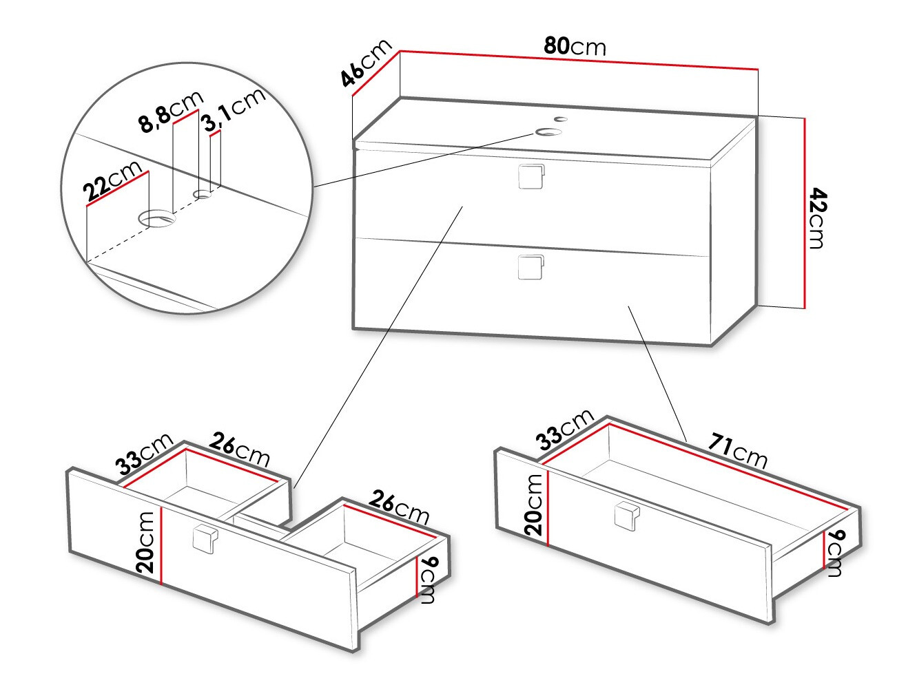 Piekarams vannas istabas skapītis izlietnei Panium (Balts)