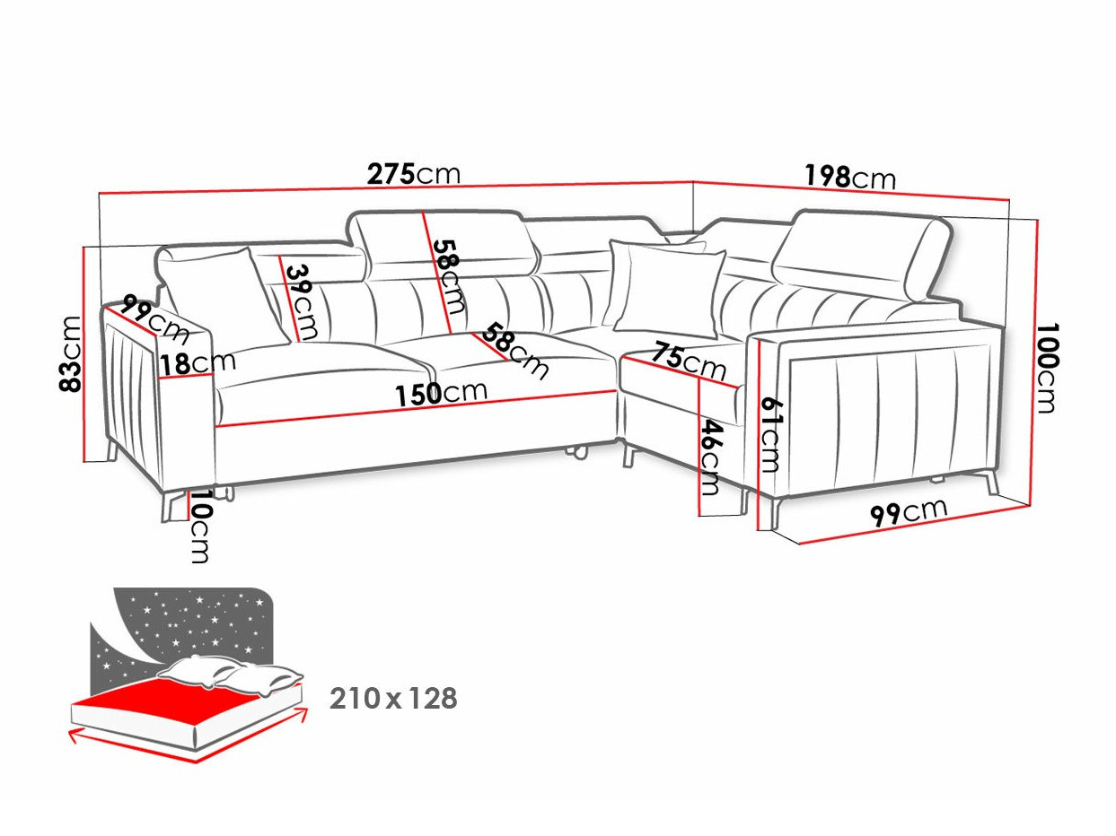 Stūra dīvāns Sarasota 149 (Mono 231 + Botanical 36)