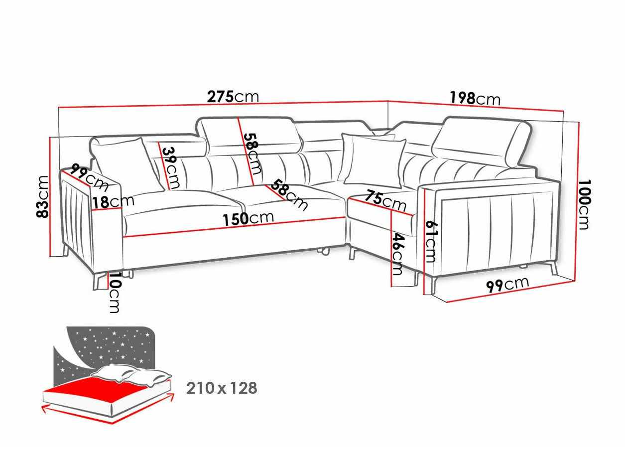 Stūra dīvāns Sarasota 149 (Mono 235 + Botanical 36)