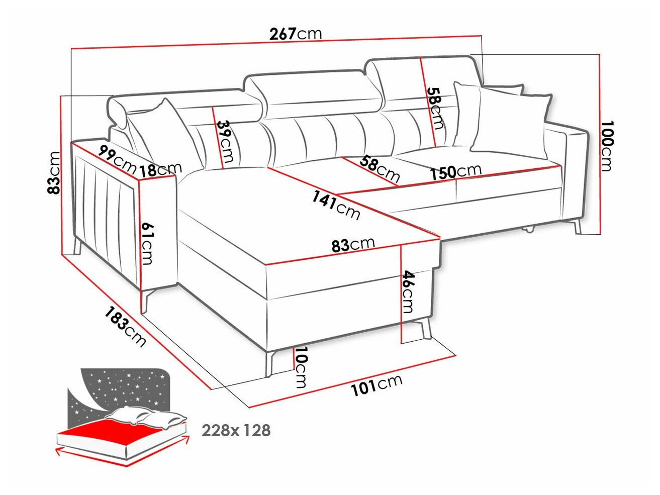 Stūra dīvāns Sarasota 150 (Mono 231 + Botanical 36)