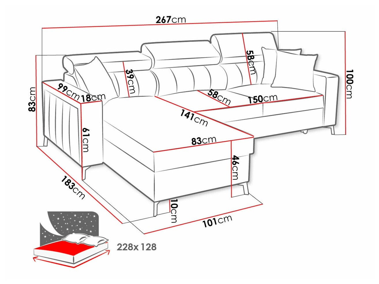 Stūra dīvāns Sarasota 150 (Mono 234 + Botanical 36)