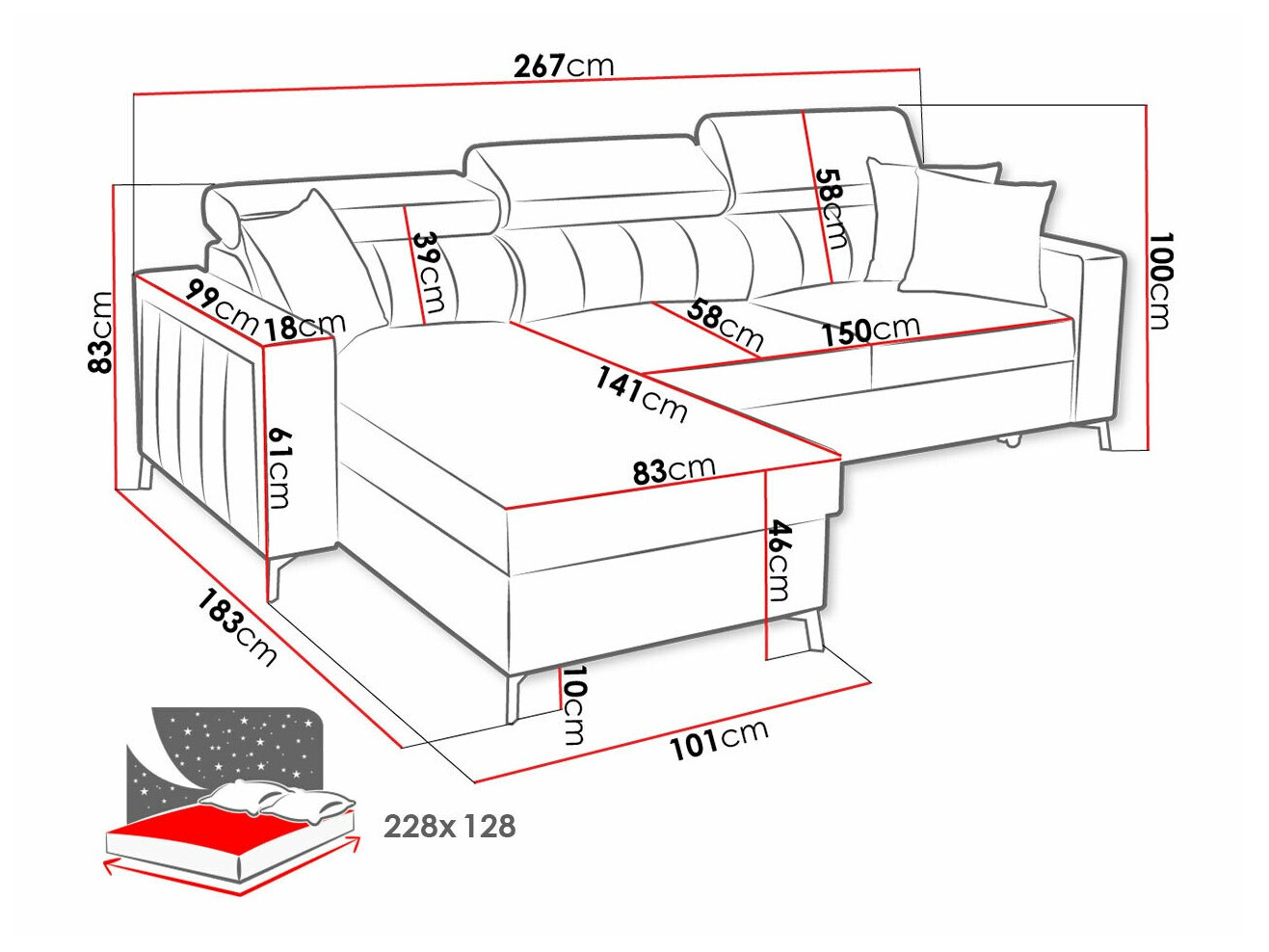 Stūra dīvāns Sarasota 150 (Mono 235 + Botanical 36)
