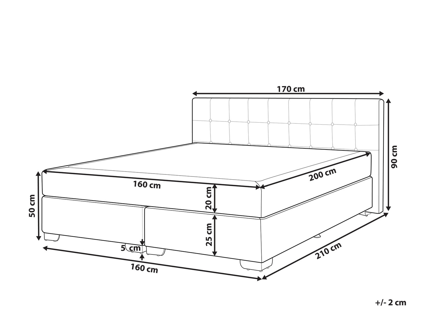 Kontinentālā gulta Berwyn 718 (Melns)