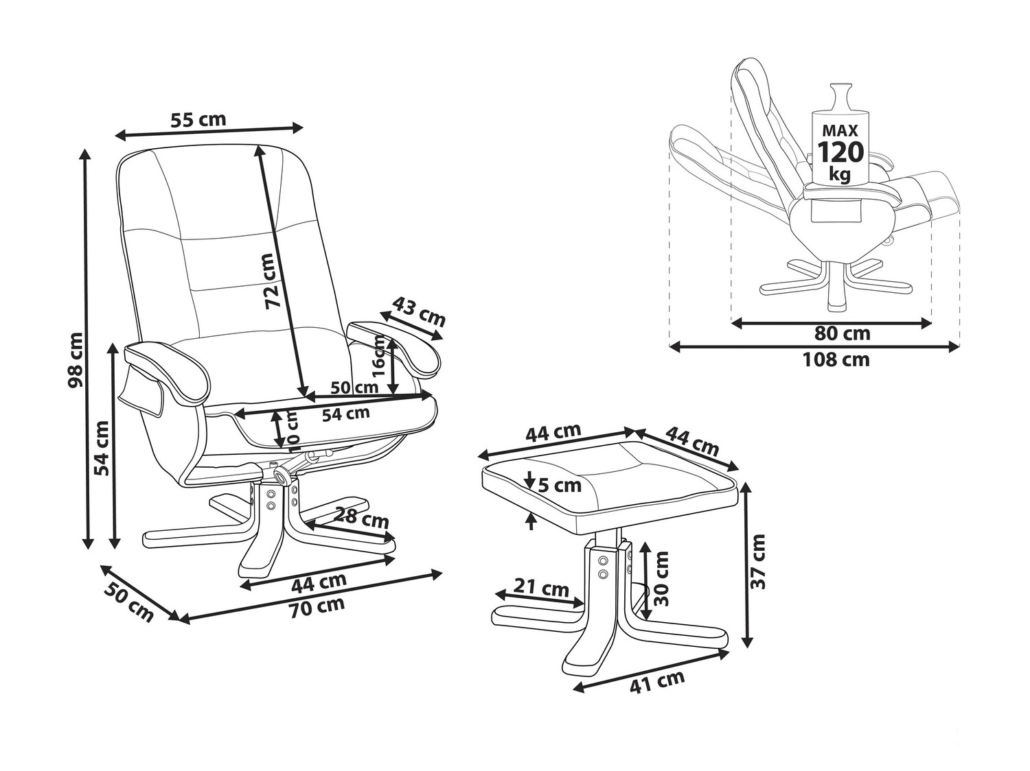 Кресло реглайнер Berwyn 711 (Чёрный)