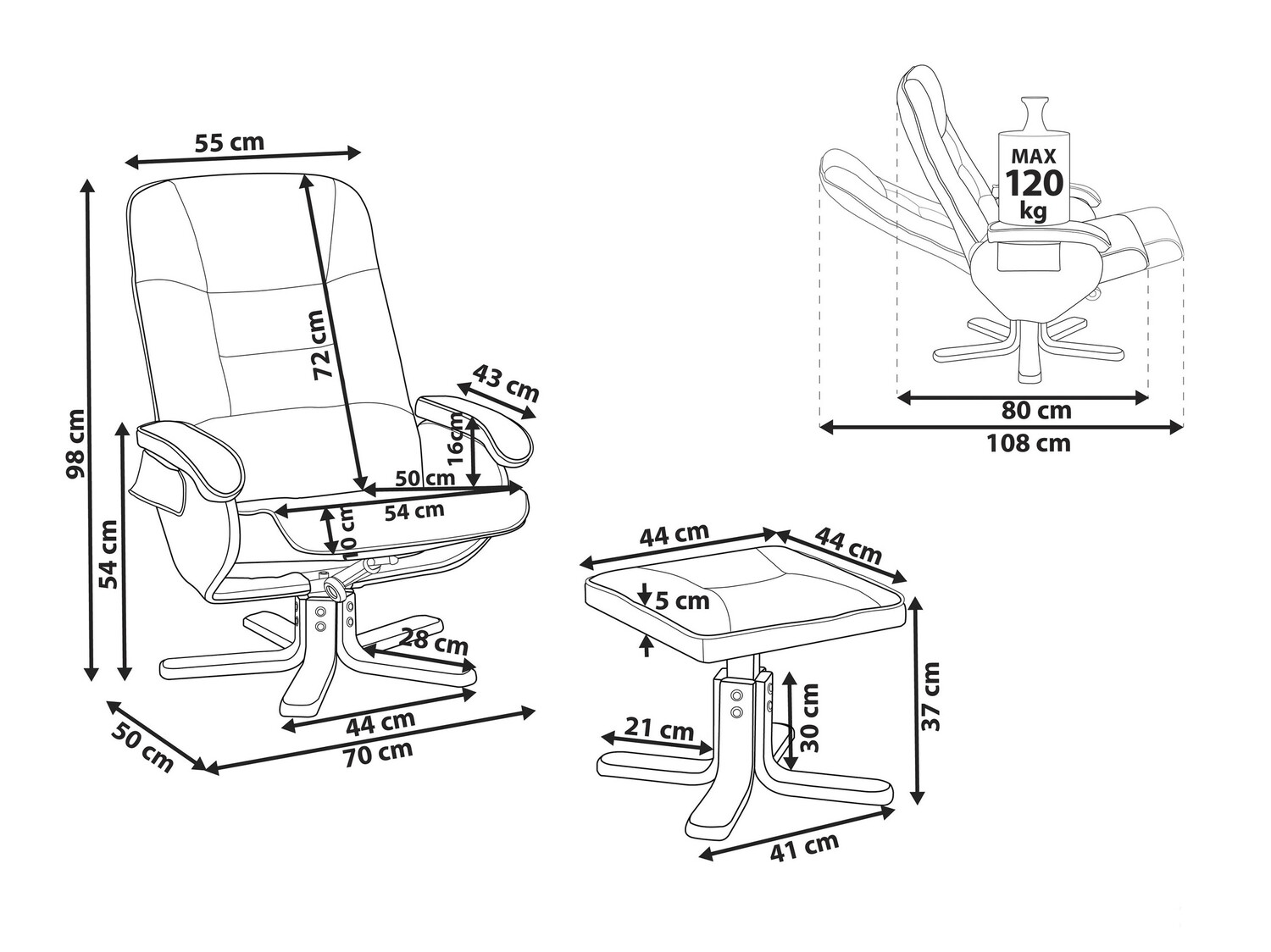 Krēsls reglainer Berwyn 711 (Krēms)