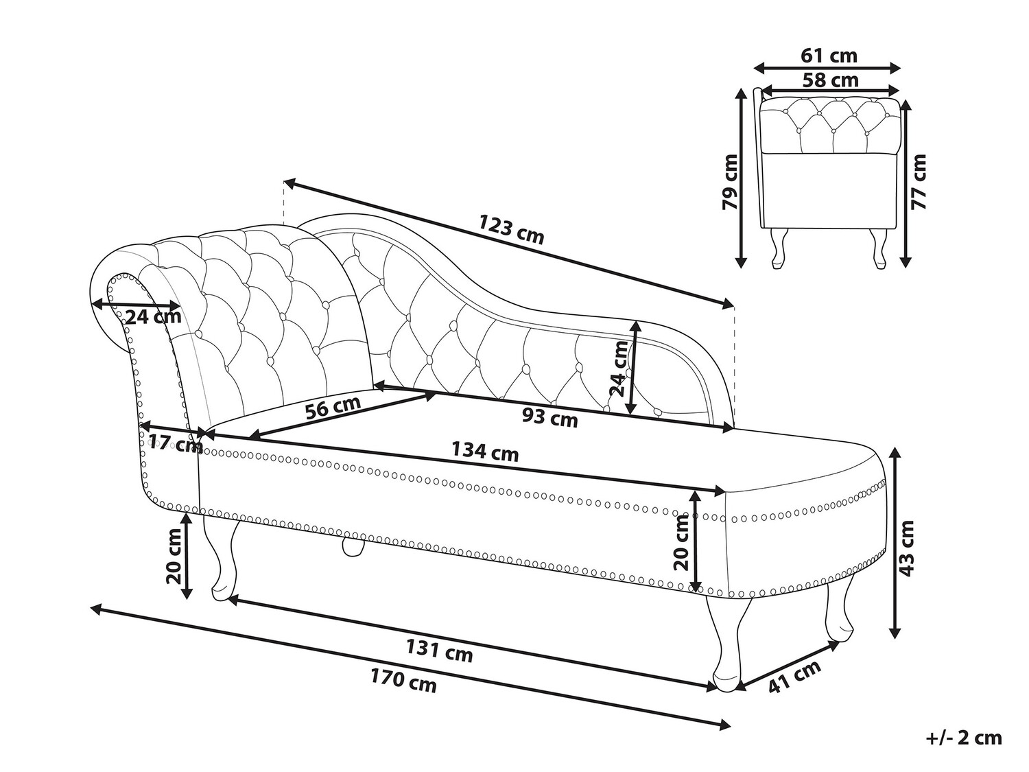 Кушетка Berwyn 708 (Бежевый + Чёрный)