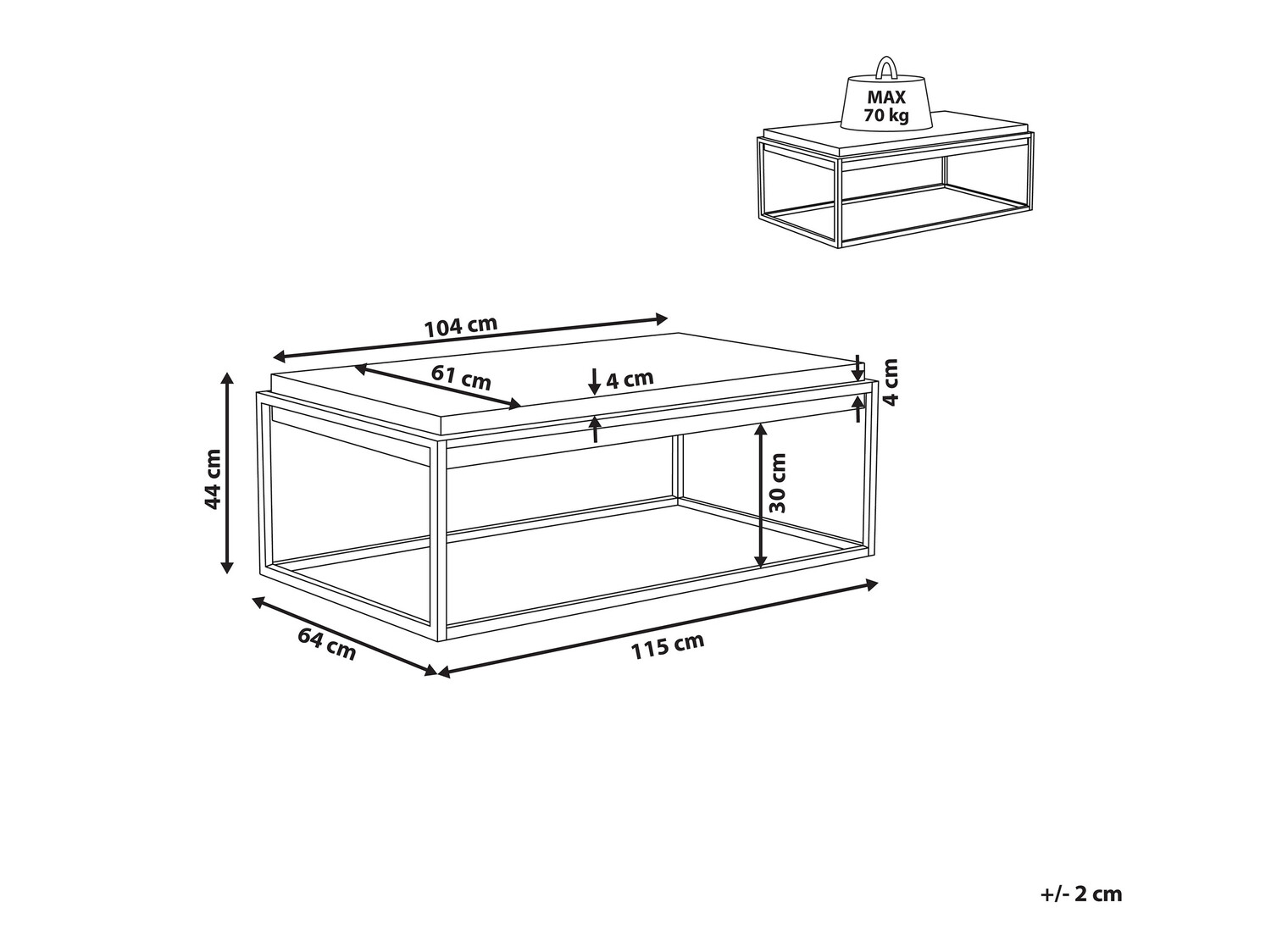 Журнальный столик Berwyn 704 (Чёрный + Серый)