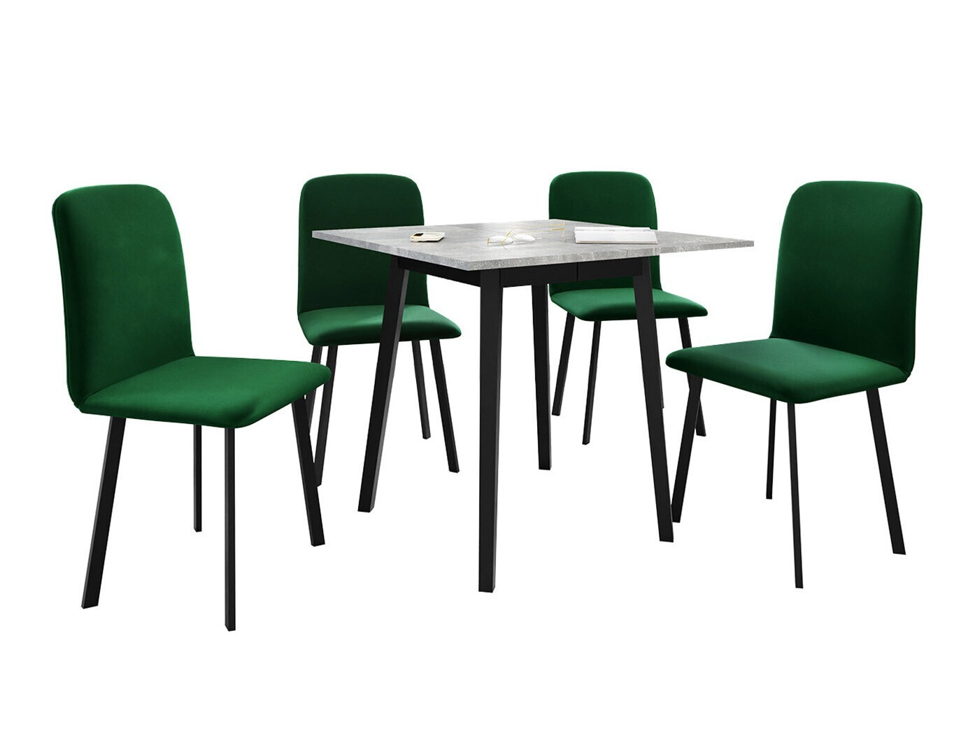 Ēdamistabas komplekts Edmond 116 (Pelēks marmors + Melns)