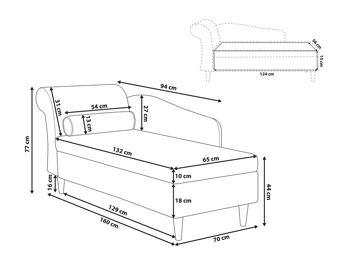 Кушетка Berwyn 737 (Чёрный)