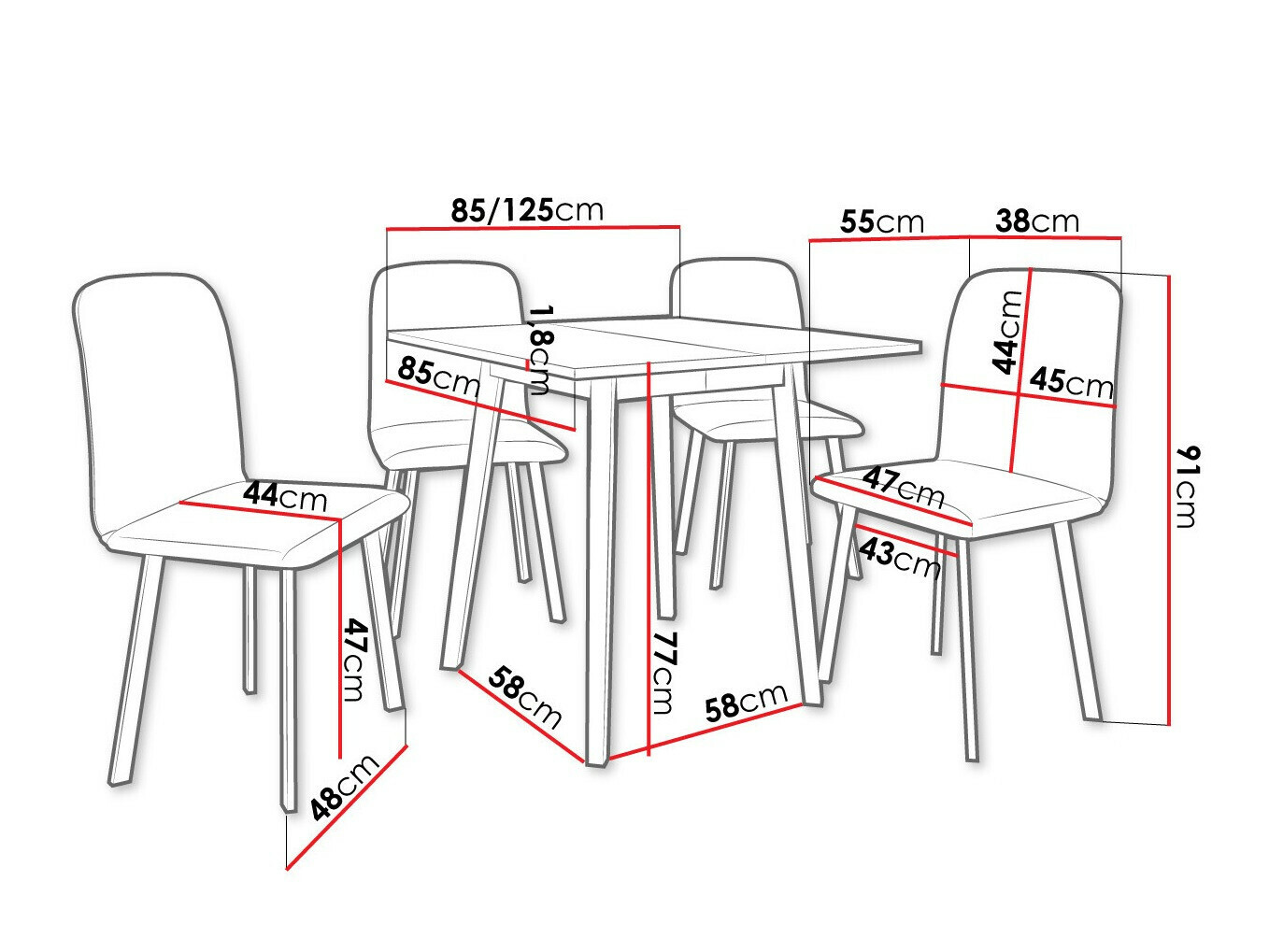 Ēdamistabas komplekts Edmond 116 (Amatniecības zelta ozols + Melns)