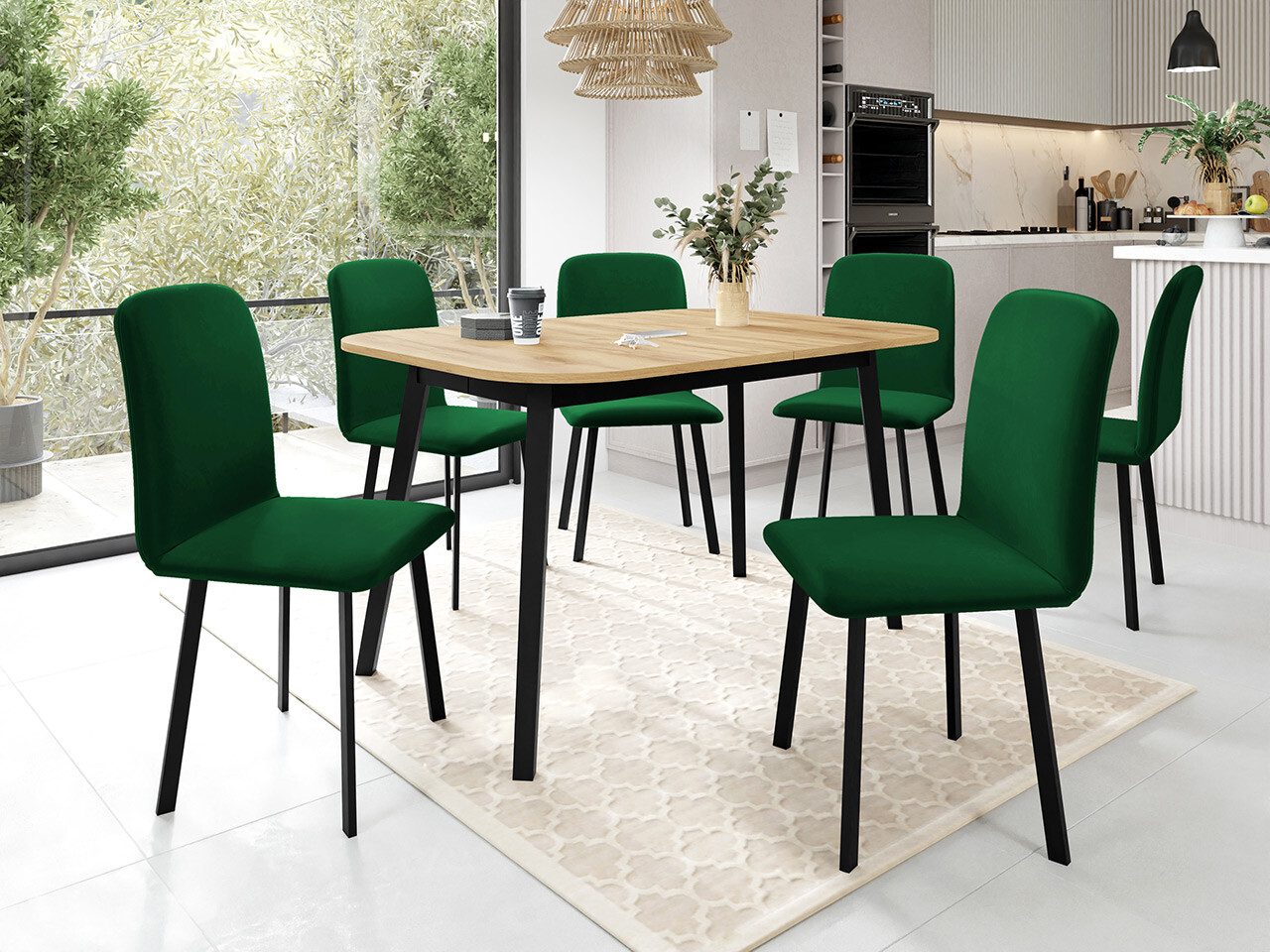 Ēdamistabas komplekts Edmond 117 (Amatniecības zelta ozols + Melns)