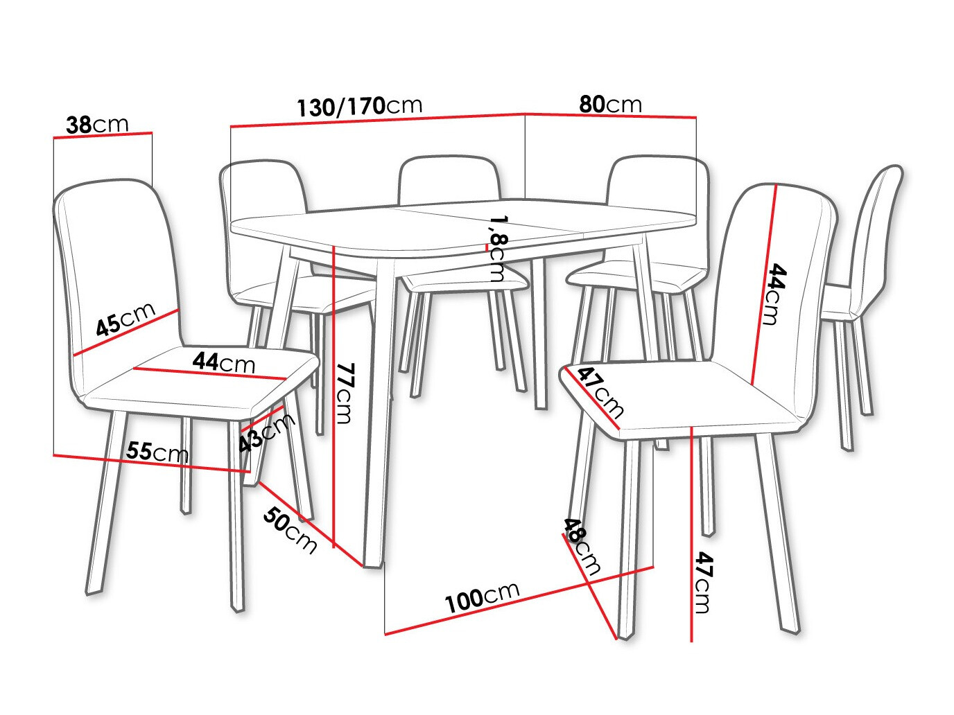 Ēdamistabas komplekts Edmond 117 (Amatniecības zelta ozols + Melns)