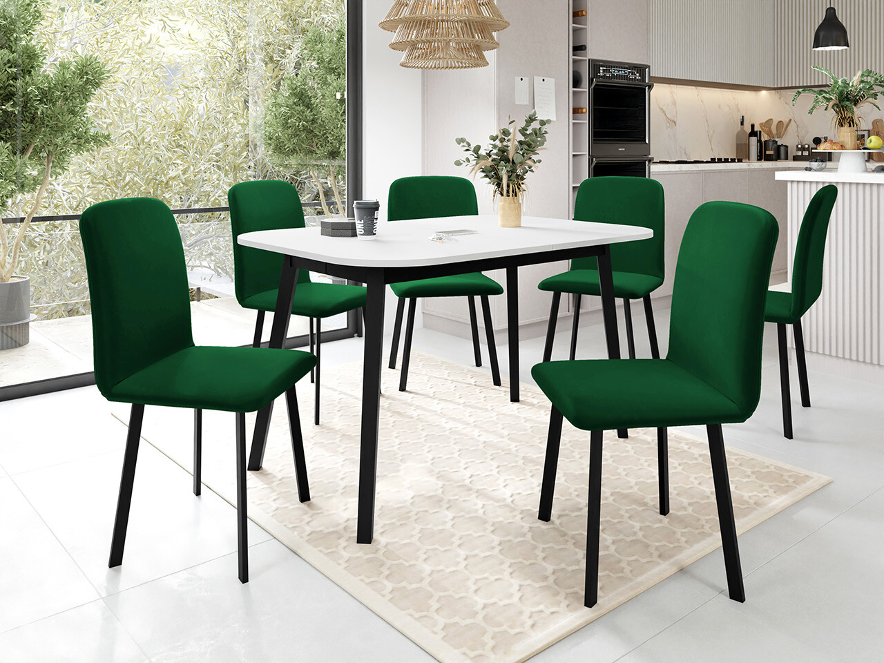 Ēdamistabas komplekts Edmond 117 (Balts + Melns)