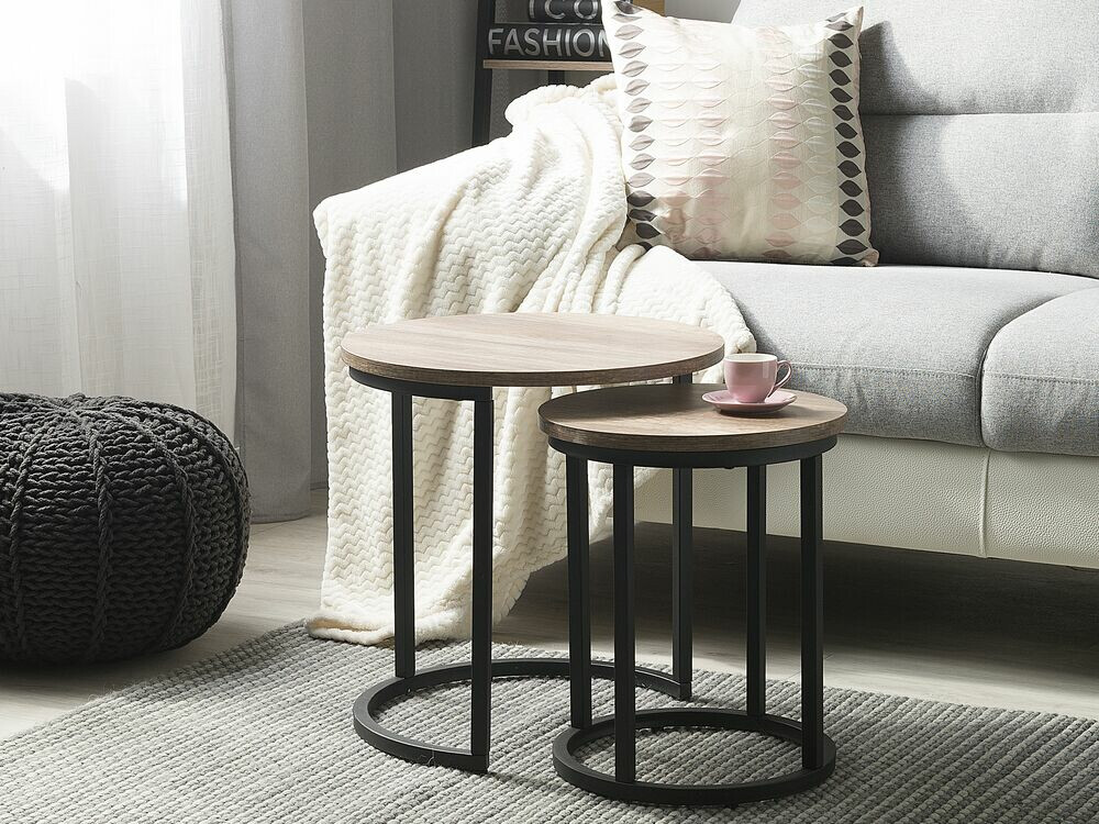 Kafijas galdiņu komplekts Berwyn 759 (Melns + Tumšs koks)