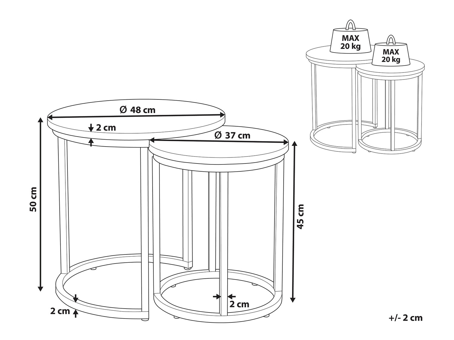 Комплект кофейных столиков Berwyn 759 (Чёрный + Темное дерево)