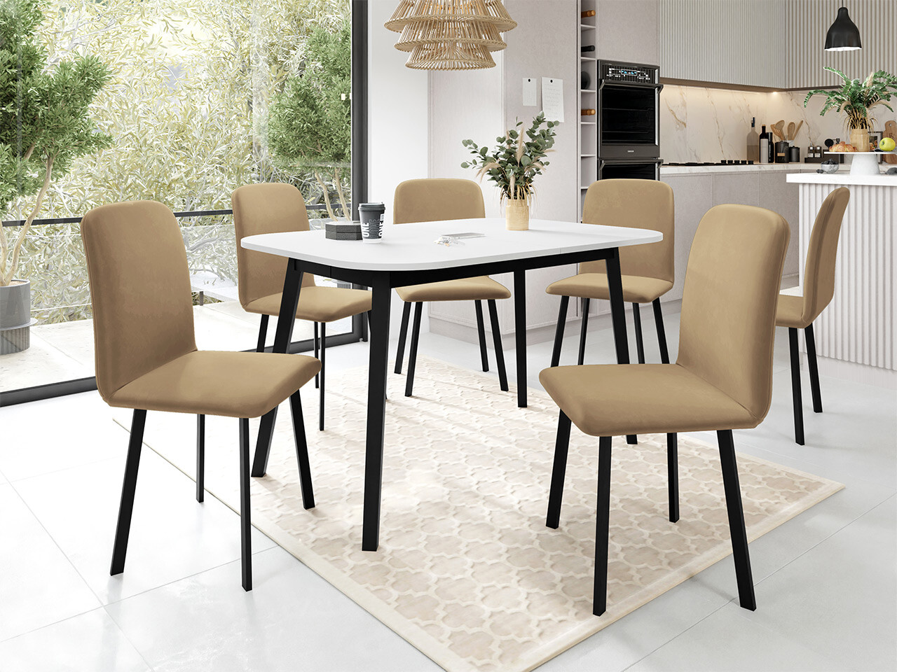 Обеденный гарнитур Edmond 117 (Белый + Чёрный)