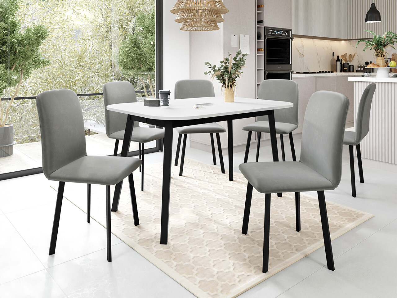 Обеденный гарнитур Edmond 117 (Белый + Чёрный)