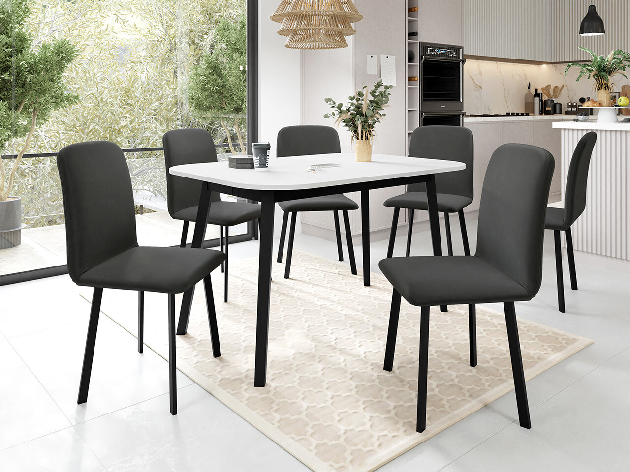 Обеденный гарнитур Edmond 117 (Белый + Чёрный)