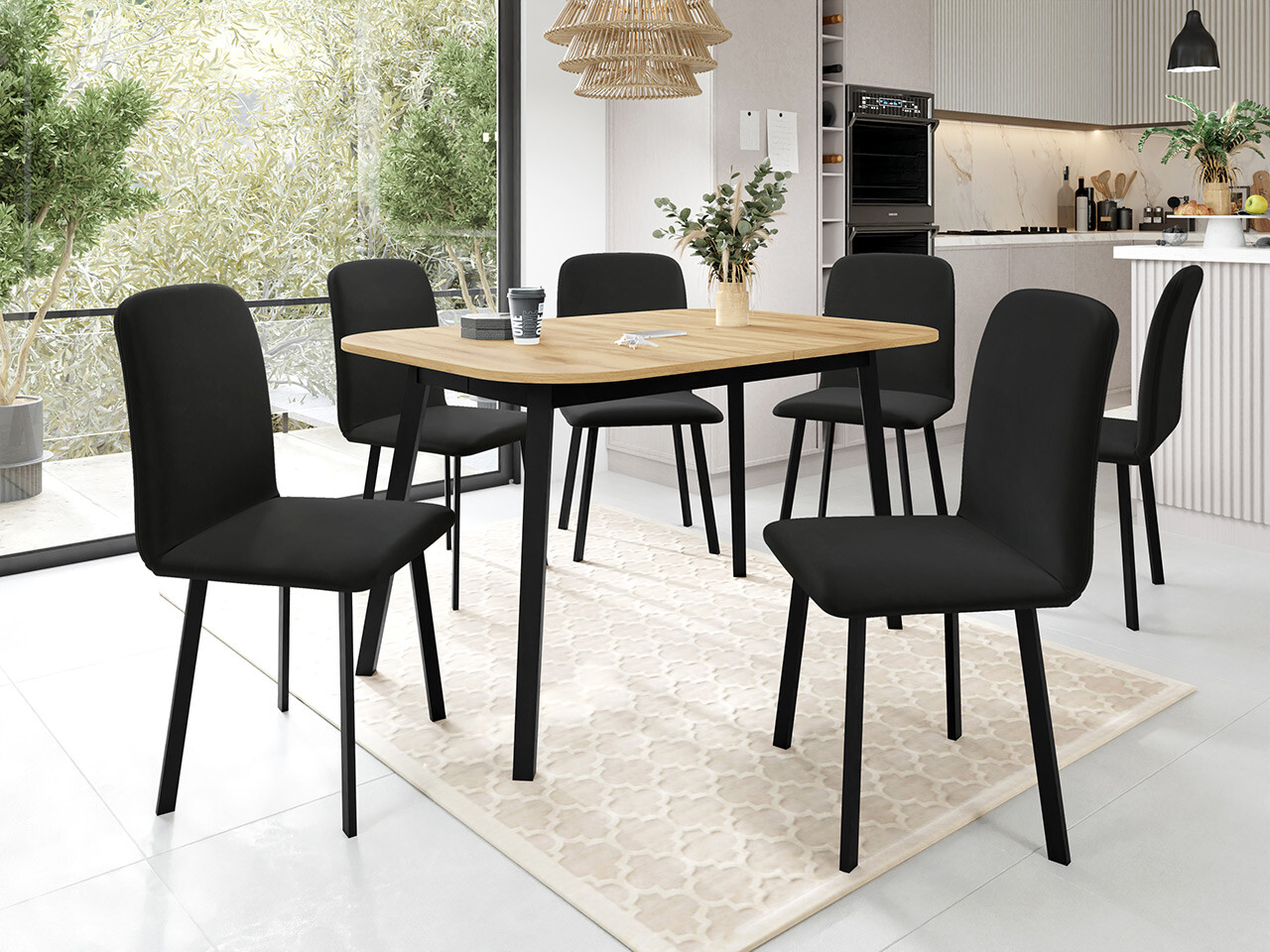 Обеденный гарнитур Edmond 117 (Ремесло золотой дуб + Чёрный)