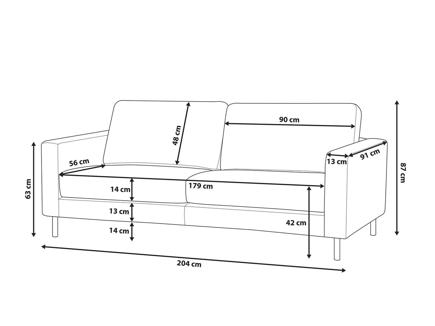 Dīvāns Berwyn 764 (Melns)