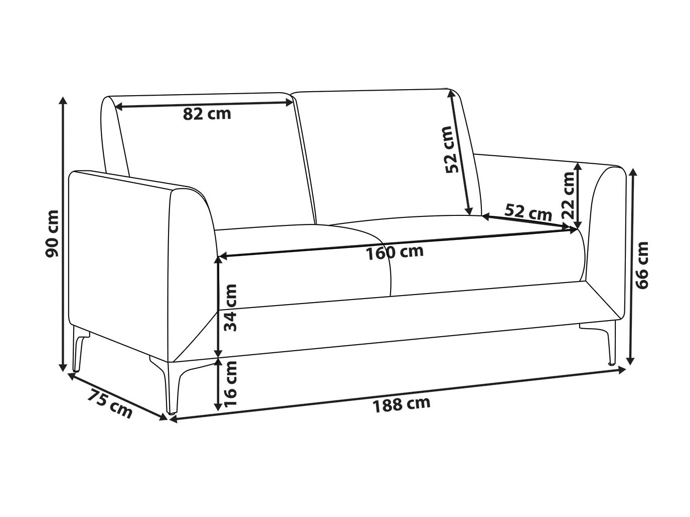 Dīvāns Berwyn 765 (Zils)