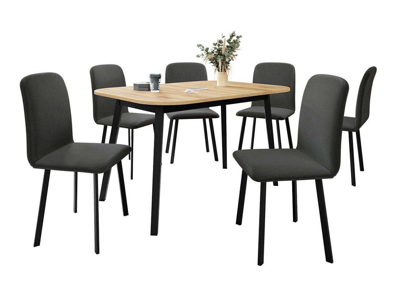 Ēdamistabas komplekts Edmond 117 (Amatniecības zelta ozols + Melns)