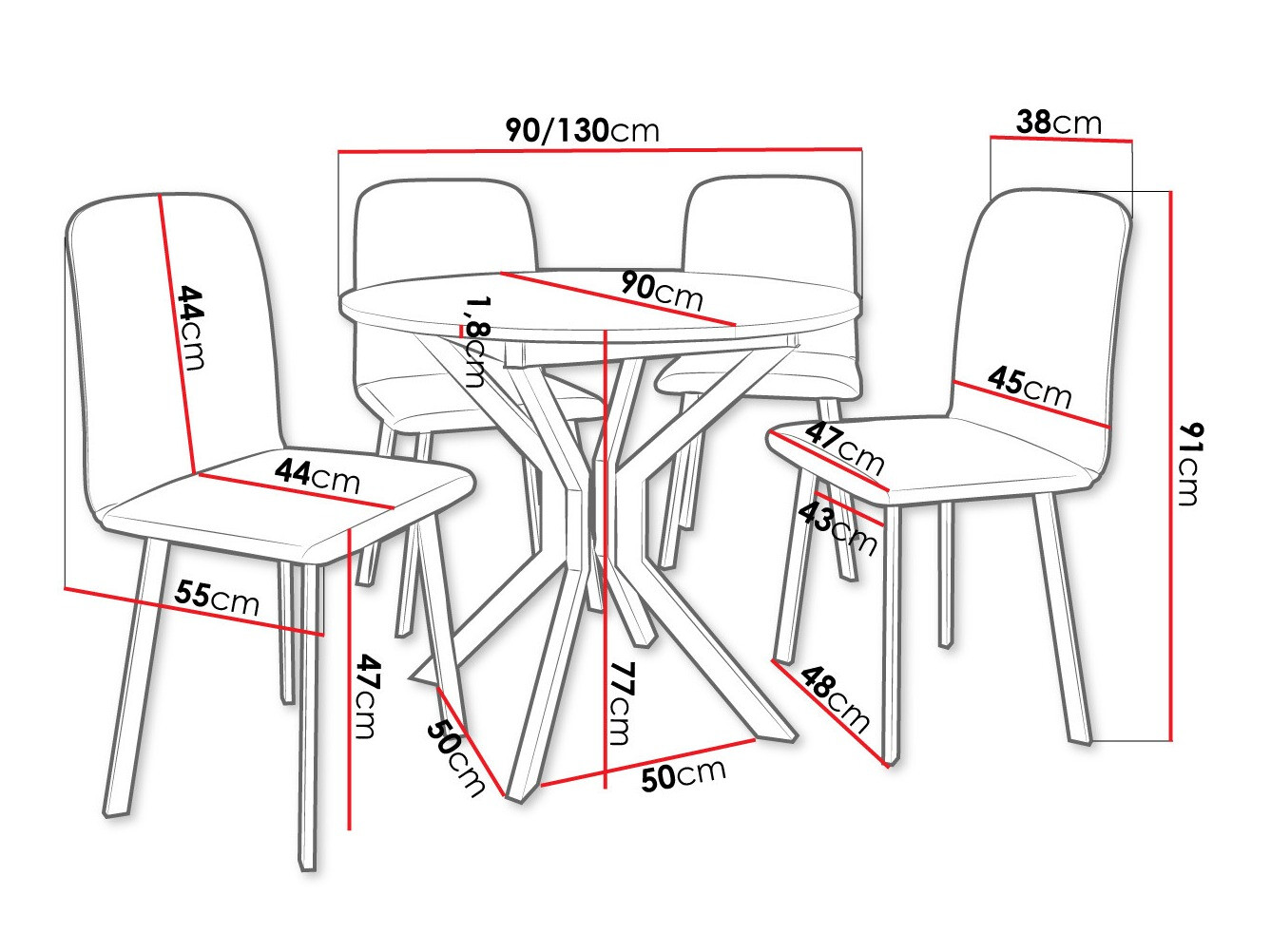 Ēdamistabas komplekts Edmond 118 (Amatniecības zelta ozols + Melns)