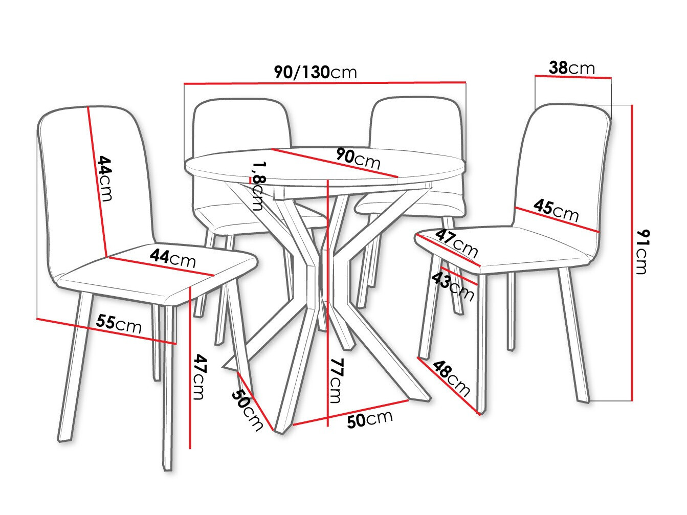 Ēdamistabas komplekts Edmond 118 (Amatniecības zelta ozols + Melns)