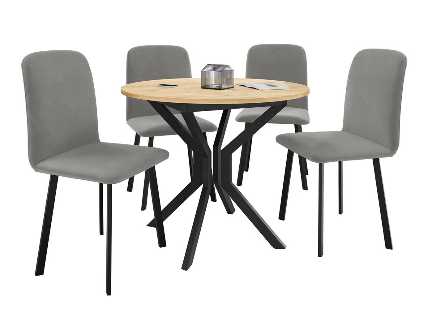 Ēdamistabas komplekts Edmond 118 (Amatniecības zelta ozols + Melns)