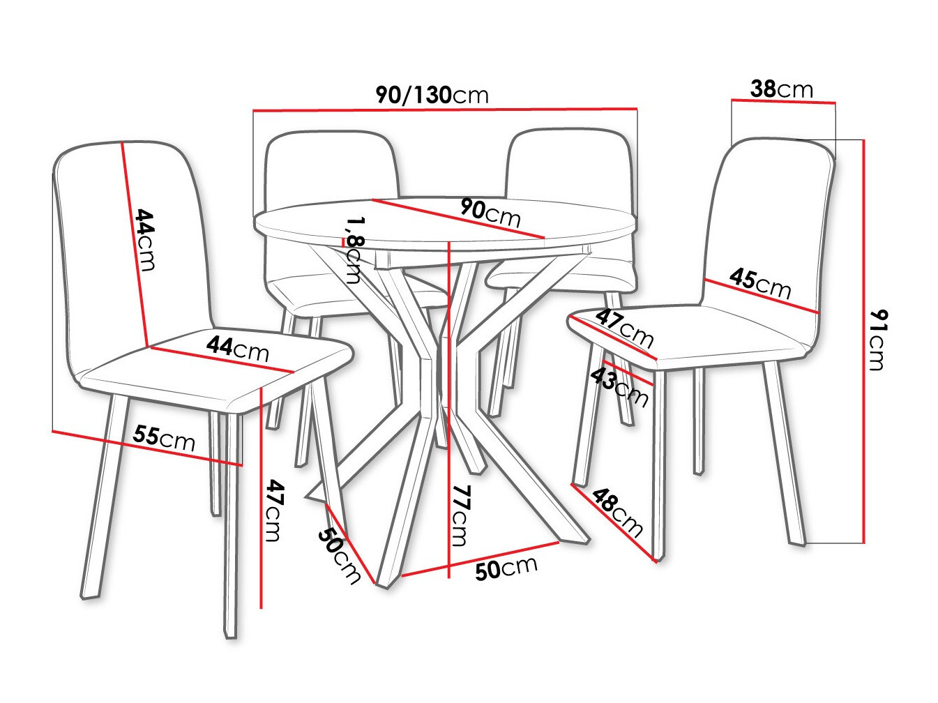 Ēdamistabas komplekts Edmond 118 (Amatniecības zelta ozols + Melns)