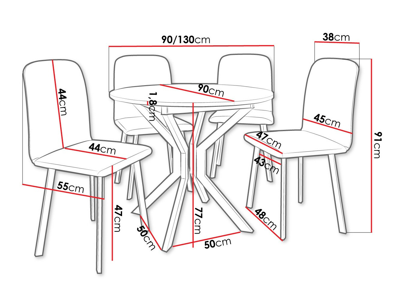 Ēdamistabas komplekts Edmond 118 (Amatniecības zelta ozols + Melns)