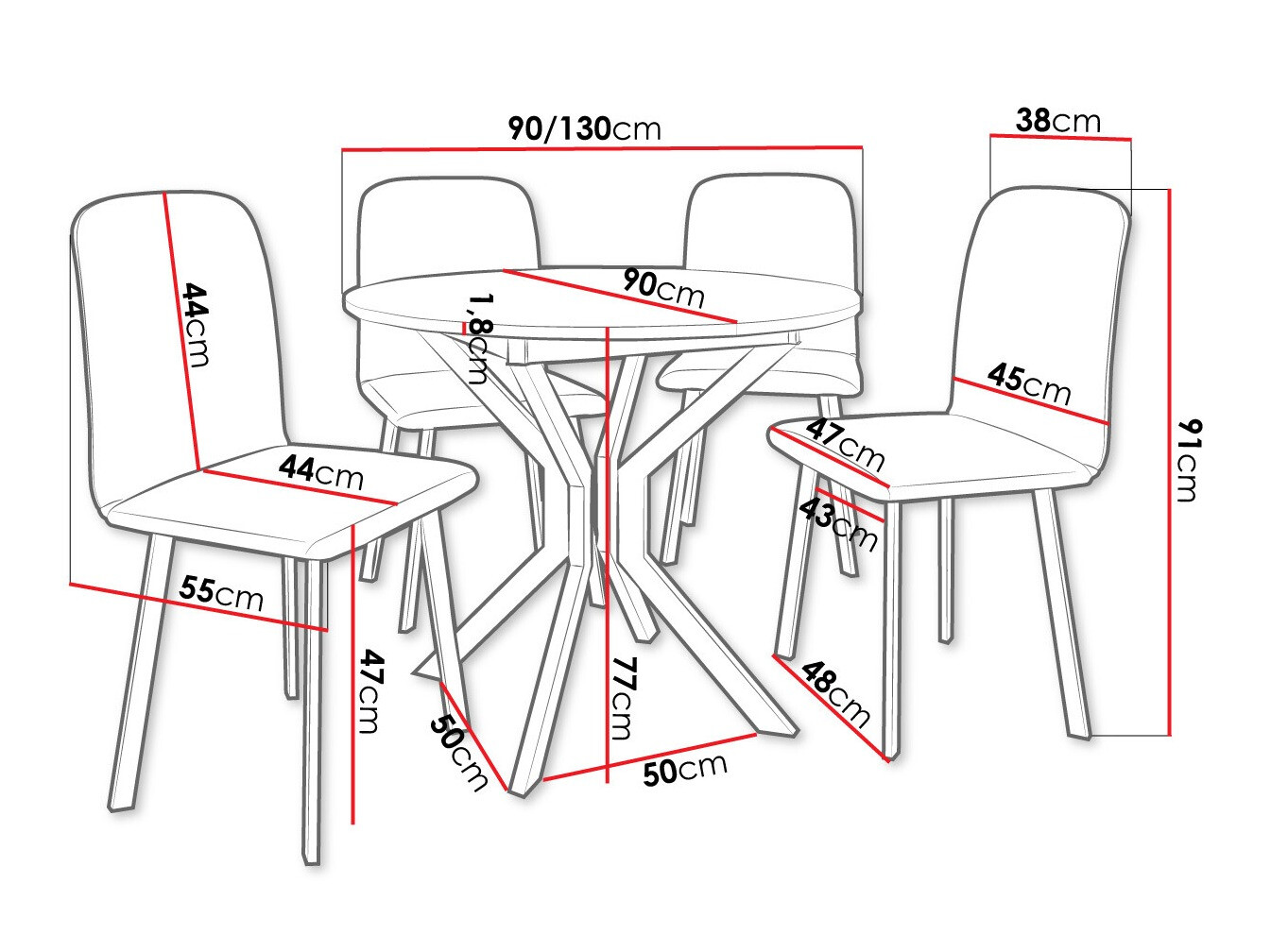 Ēdamistabas komplekts Edmond 118 (Amatniecības zelta ozols + Melns)
