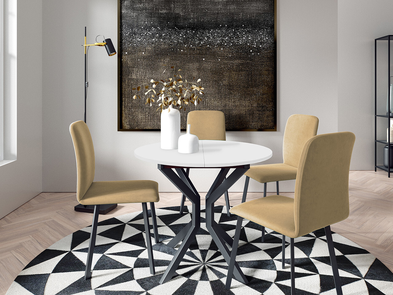 Ēdamistabas komplekts Edmond 118 (Balts + Melns)