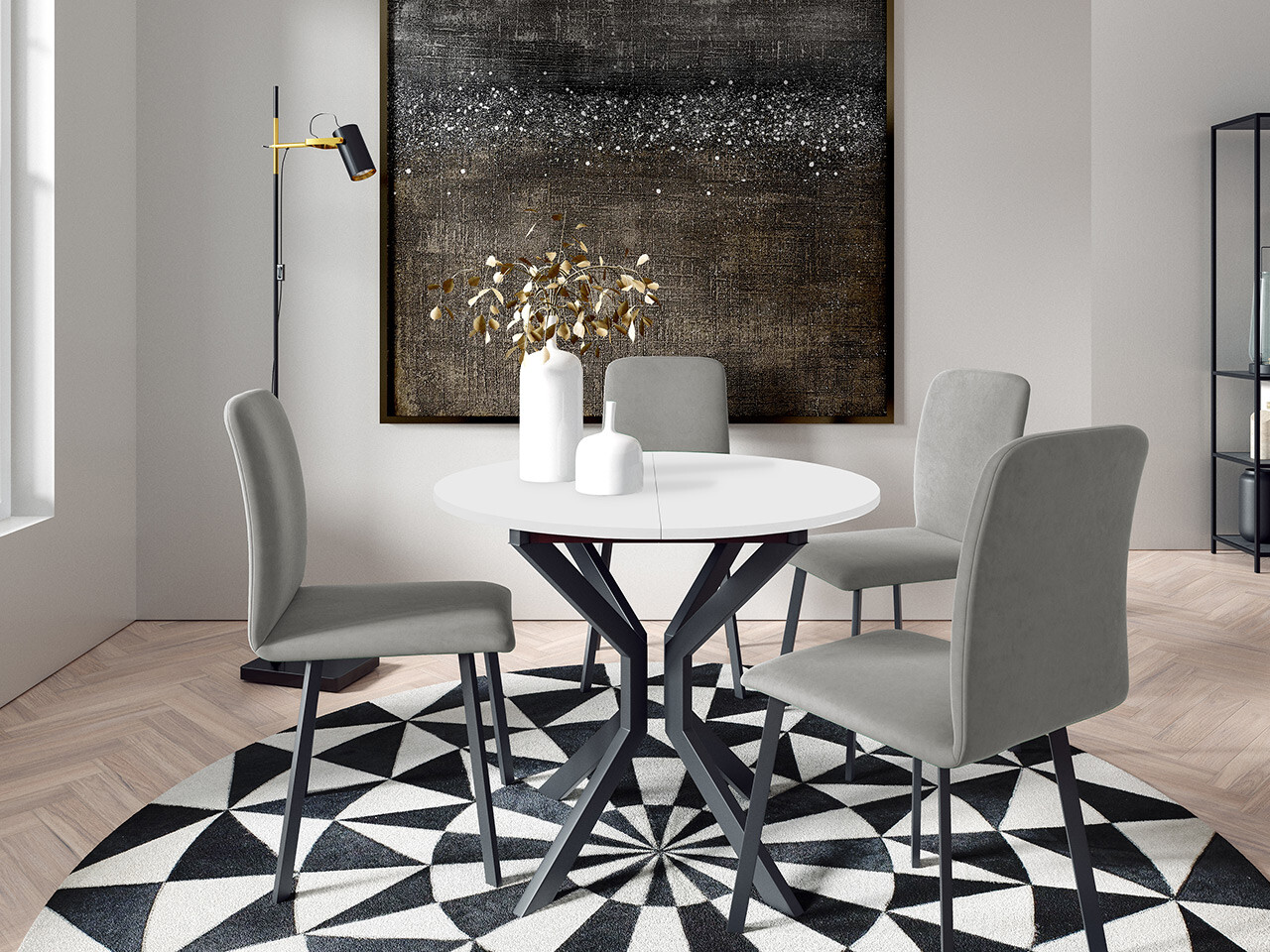 Ēdamistabas komplekts Edmond 118 (Balts + Melns)